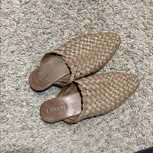 Liberte Tan Woven Slip-On Mules